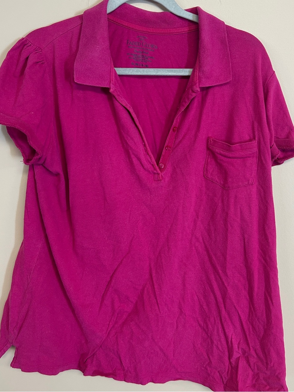 Faded Glory Women's Bright Fuchsia Button-Down Polo Shirt
